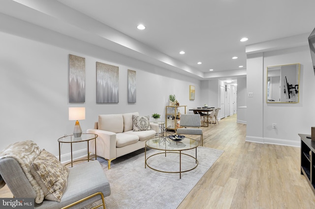 living room featuring light hardwood / wood-style floors