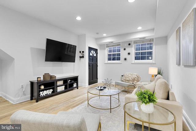 living room with hardwood / wood-style floors