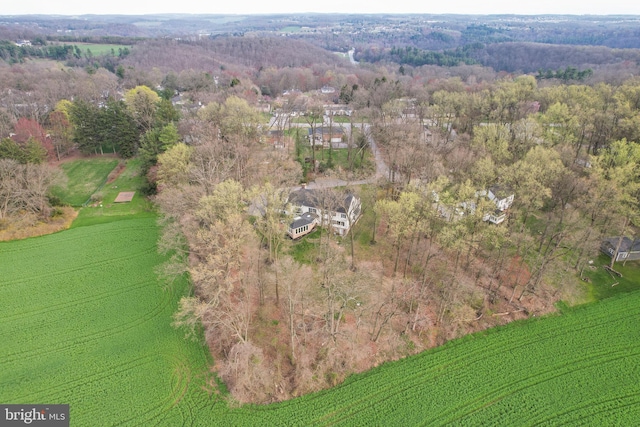 birds eye view of property featuring a rural view