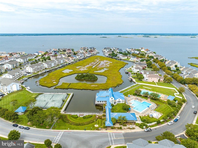 bird's eye view featuring a water view