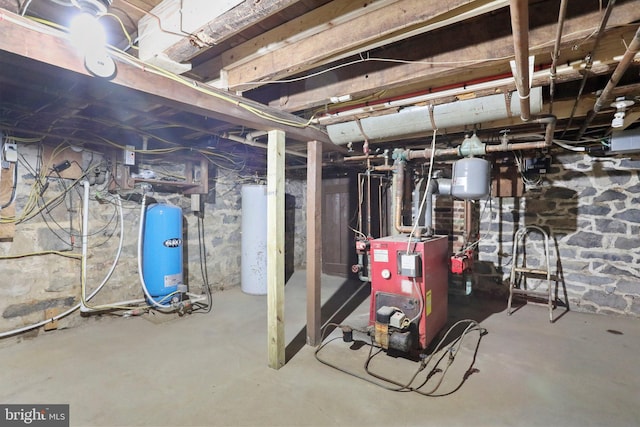 basement featuring water heater