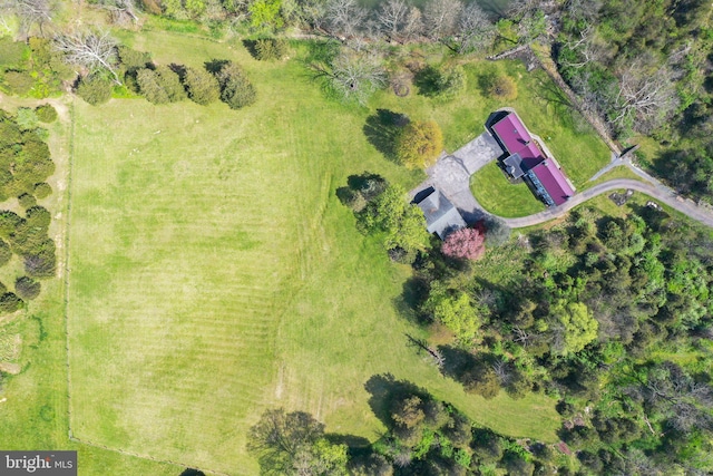 bird's eye view with a rural view