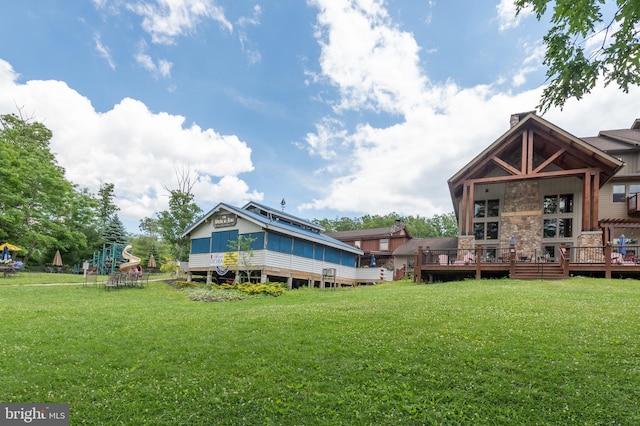 view of yard featuring a deck