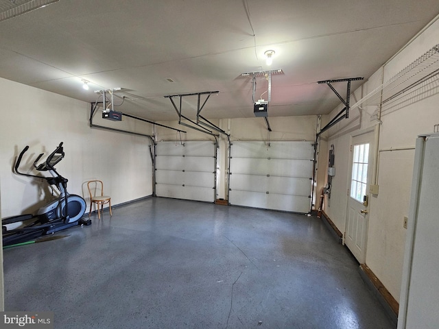 garage with a garage door opener