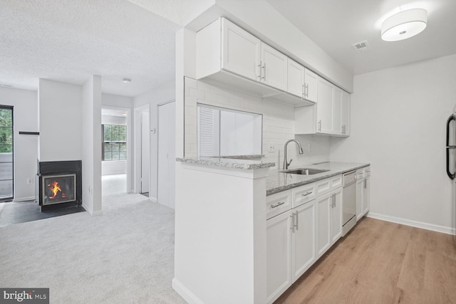 kitchen featuring white cabinetry, a healthy amount of sunlight, dishwasher, and sink