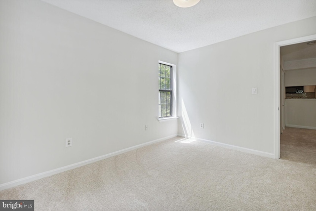 unfurnished room with carpet flooring and a textured ceiling