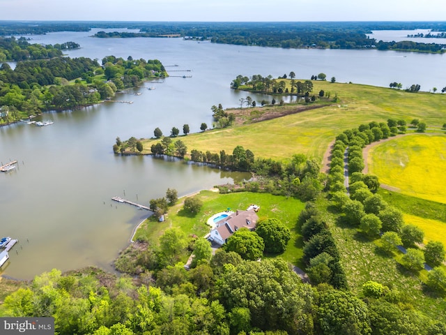 bird's eye view featuring a water view