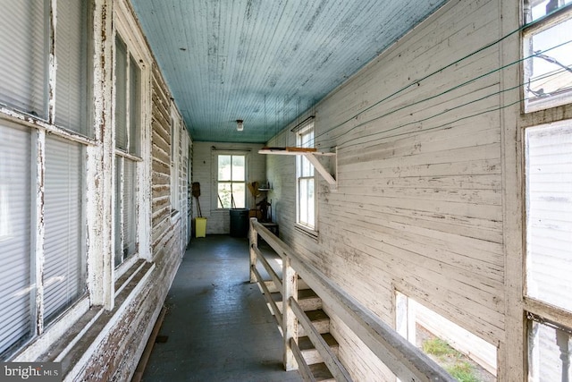 corridor with wood walls