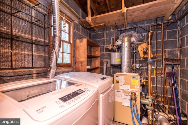 laundry area featuring separate washer and dryer and gas water heater