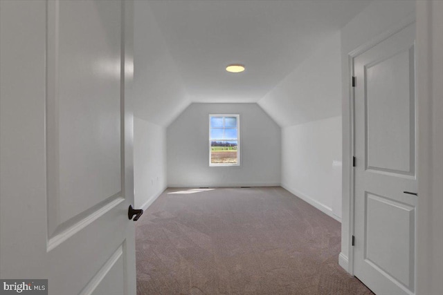 additional living space with carpet and vaulted ceiling