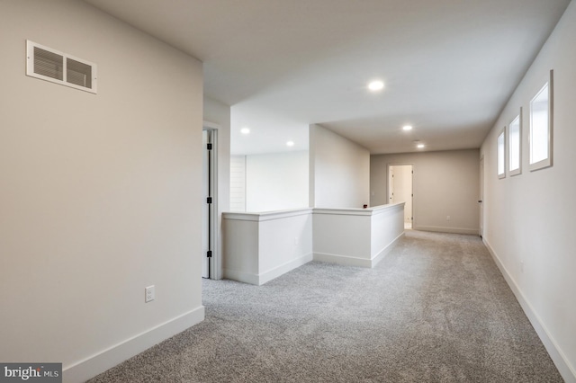 basement with light carpet