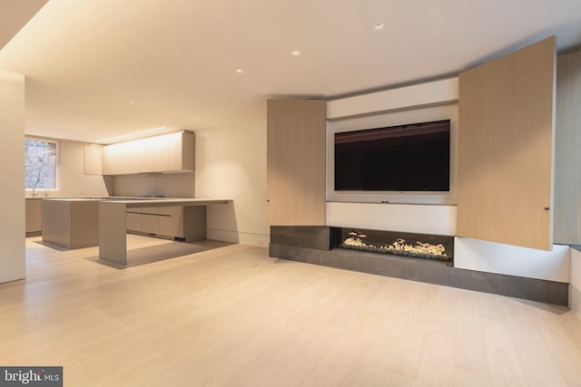 unfurnished living room with light hardwood / wood-style floors