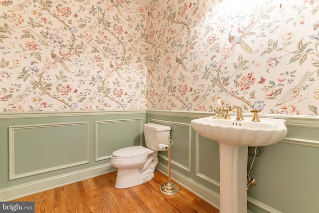 bathroom featuring hardwood / wood-style flooring and toilet