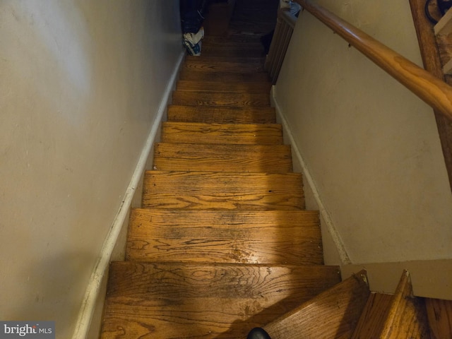 stairway with wood-type flooring