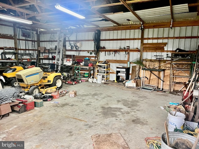 garage featuring metal wall