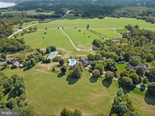 bird's eye view with a rural view