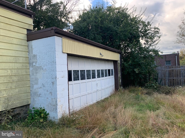 view of garage