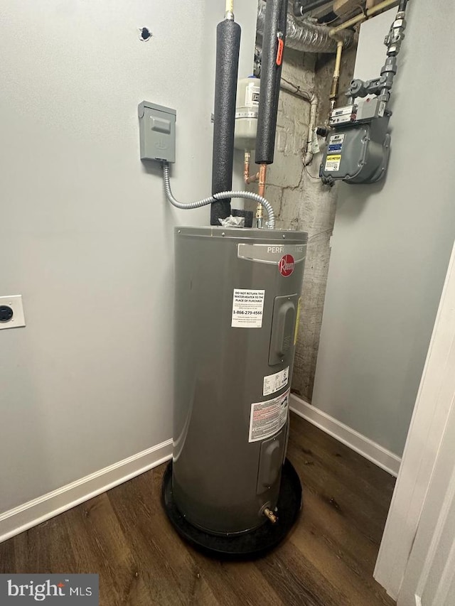 utility room with electric water heater