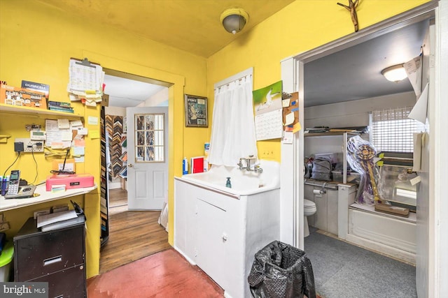 interior space with hardwood / wood-style flooring