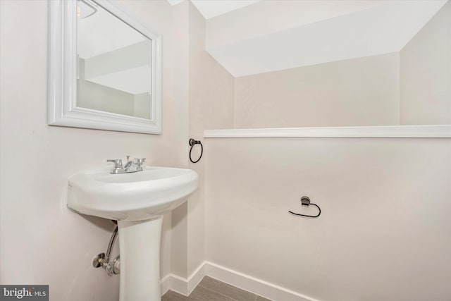 bathroom featuring hardwood / wood-style flooring