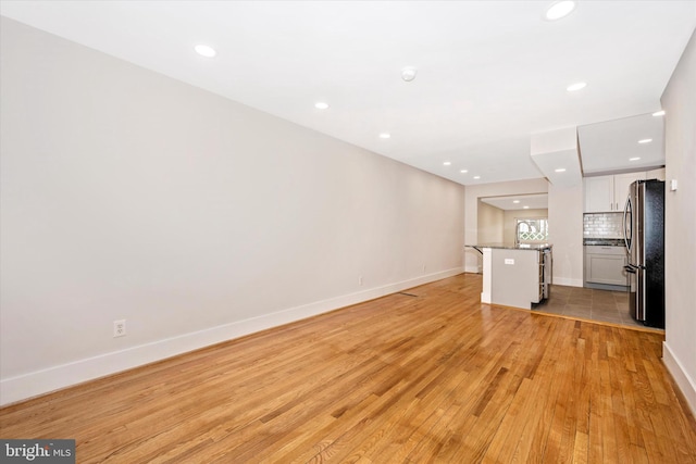 unfurnished living room with light hardwood / wood-style floors