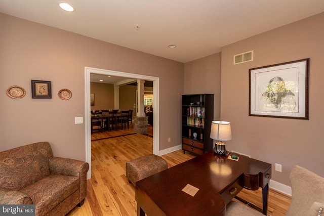 living room with light wood-type flooring