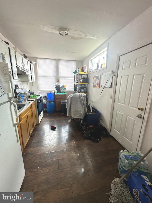 interior space featuring white fridge