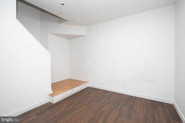 interior space with dark wood-type flooring