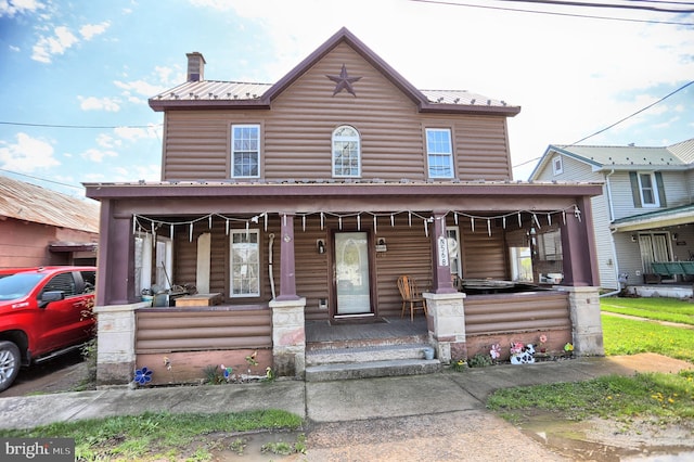 view of front of home with covered porch