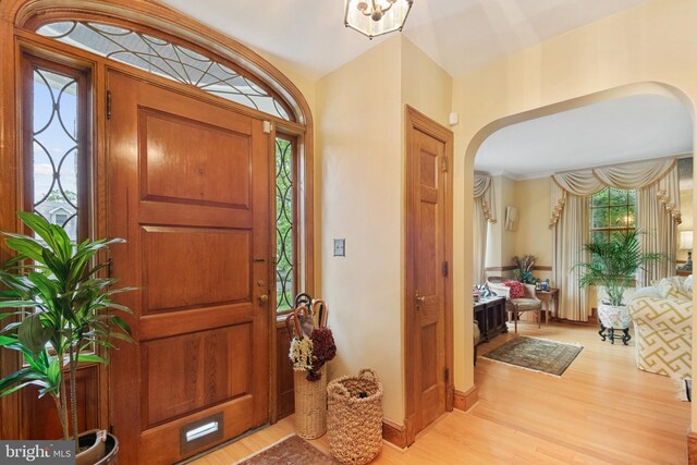 foyer entrance featuring light hardwood / wood-style flooring