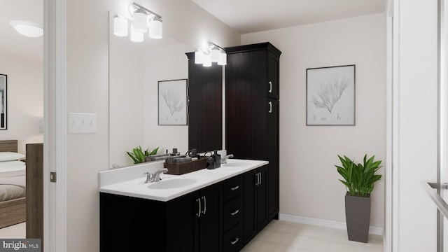 bathroom featuring tile patterned flooring and vanity