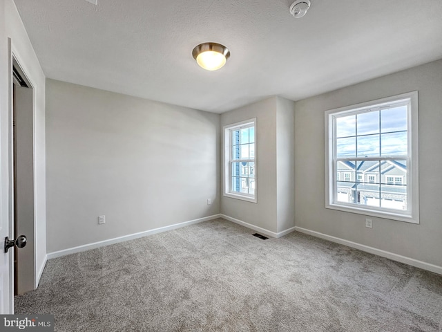 empty room featuring carpet flooring and a textured ceiling