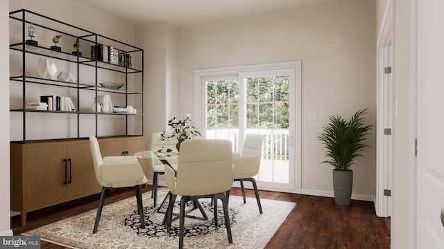 living area with dark hardwood / wood-style flooring