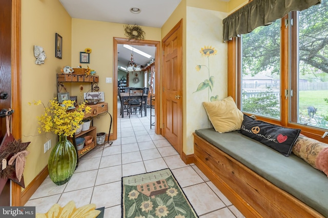 interior space featuring light tile floors