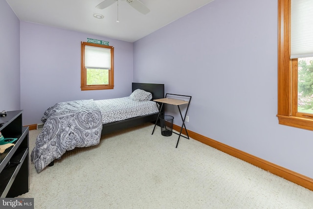 bedroom featuring ceiling fan