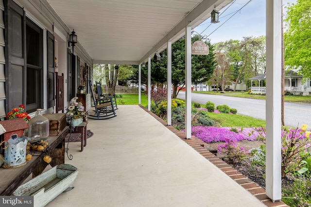 view of terrace with a porch