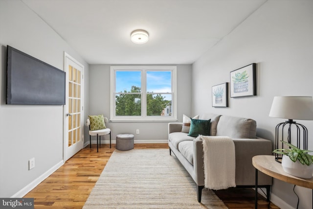 living room with light wood-type flooring