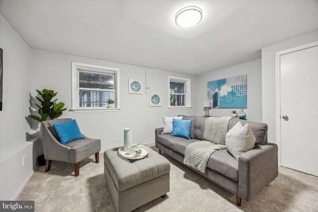 living room with light carpet