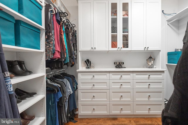 spacious closet featuring light wood-type flooring