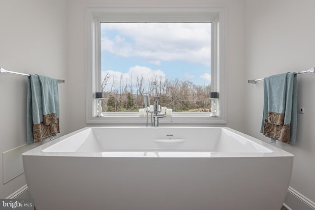 full bathroom featuring a freestanding tub