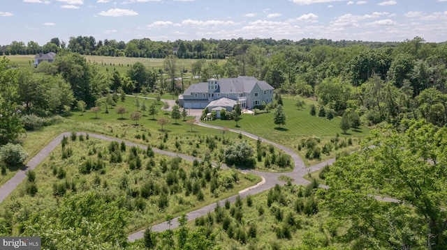 aerial view featuring a rural view