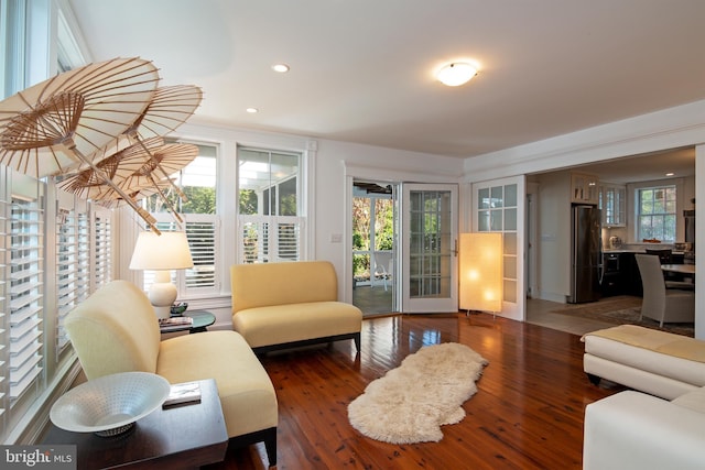 living room with hardwood / wood-style floors and plenty of natural light