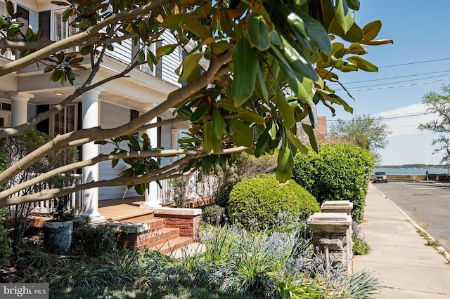 view of property's community with a water view