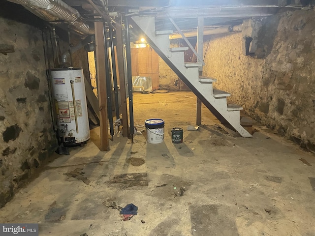 basement with water heater