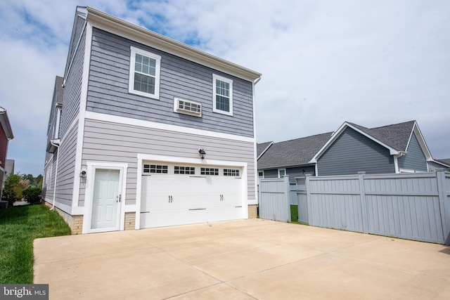 exterior space featuring a garage