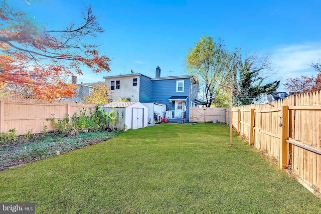 view of yard with a shed