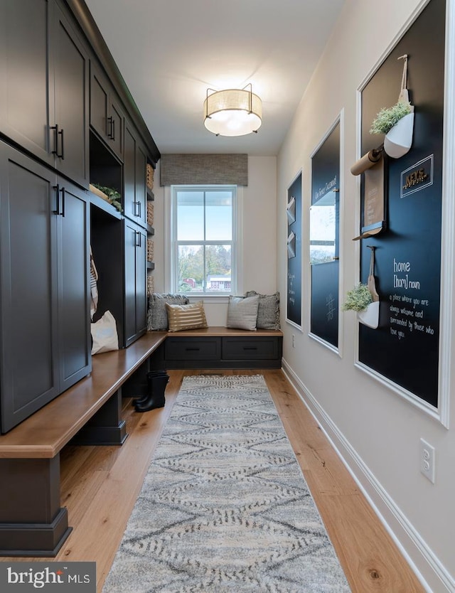 mudroom featuring light wood-type flooring