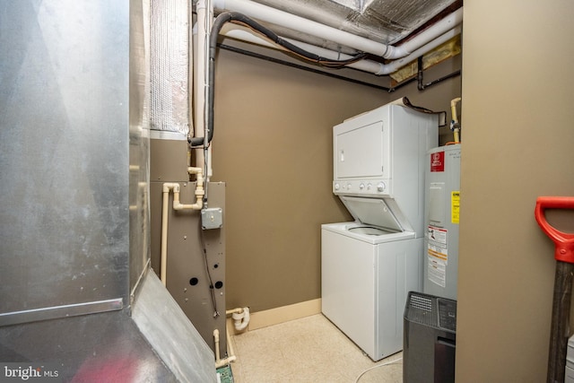 washroom with stacked washer / dryer