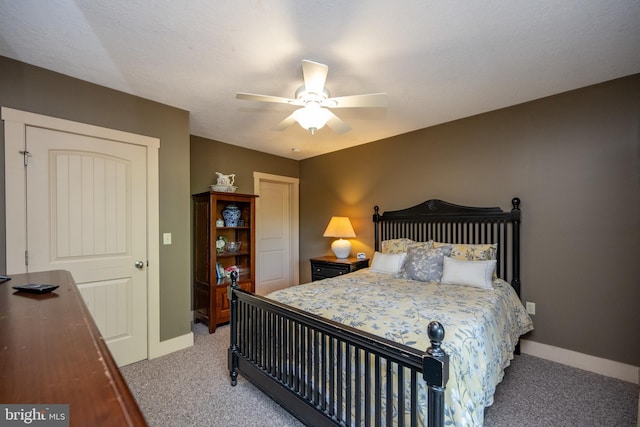 bedroom featuring carpet floors and ceiling fan