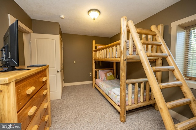 bedroom with light carpet